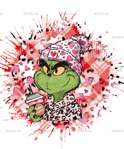 Grinchy Love Coffee Leopard DTF Transfer