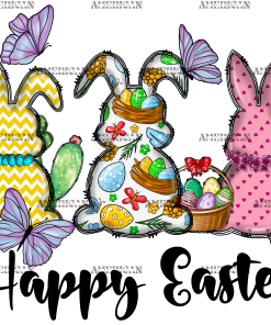 Happy Easter Back Bunnies DTF Transfer
