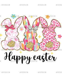 Happy Easter Bunnies Trio DTF Transfer