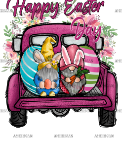 Happy Easter Day Pink Truck DTF Transfer