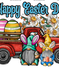 Happy Easter Day Red Truck DTF Transfer
