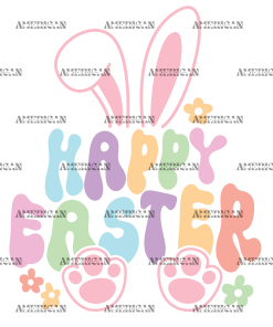 Happy Easter Groovy DTF Transfer