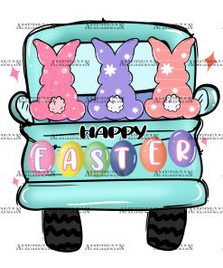 Happy Easter Truck-2 DTF Transfer