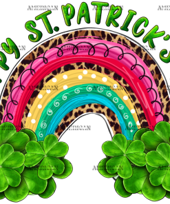 Happy St.Patricks Day Rainbow And Shamrock DTF Transfer