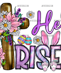 He Is Risen Cross Flower DTF Transfer