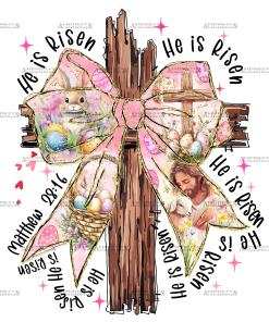 He Is Risen Cross With Bow-1 DTF Transfer