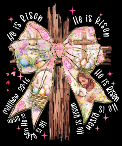 He Is Risen Cross With Bow-2 DTF Transfer