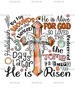 He Is Risen Cross With Bow-4 DTF Transfer