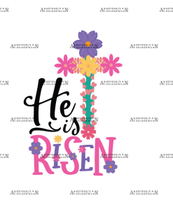 He Is Risen Flower Cross DTF Transfer