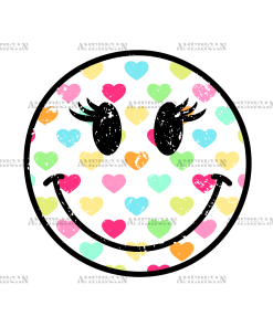Hearts Smiley With Lashes-1 DTF Transfer