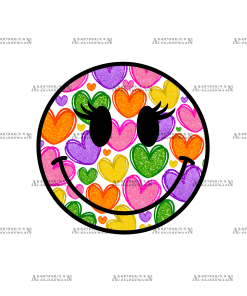 Hearts Smiley With Lashes-2 DTF Transfer