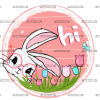 Hi Bunny Circle DTF Transfer