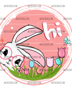 Hi Bunny Circle DTF Transfer