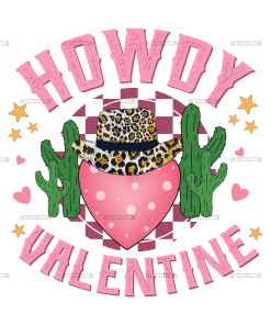 Howdy Valentine Heart Cactus DTF Transfer