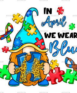 In April We Wear Blue-Gnome DTF Transfer