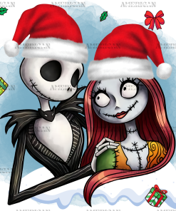 Jack and Sally Christmas Red UV DTF Transfer