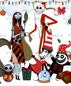 Jack and Sally Wedding Christmas UV DTF Transfer