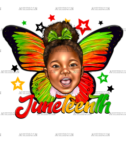 Juneteenth Afro Girl Butterfly-1 DTF Transfer