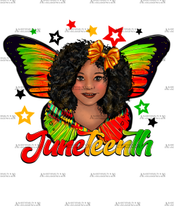 Juneteenth Afro Girl Butterfly-2 DTF Transfer