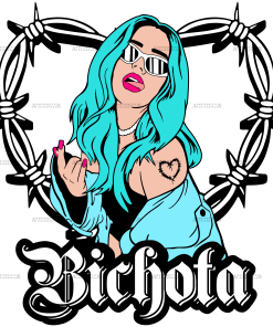 Karol G Bichota And Heart Blue Dtf Transfer