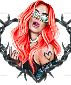 Karol G Bichota And Heart Red Dtf Transfer