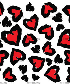 Leopard Hearts Red UV DTF Transfer