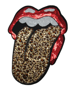 Lips Leopard Tongue Patch (Large/Sequin)