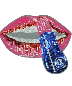 Lipstick And Lips Patch (Large/Sequin)
