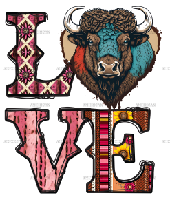 Love Bison Western Valentine DTF Transfer