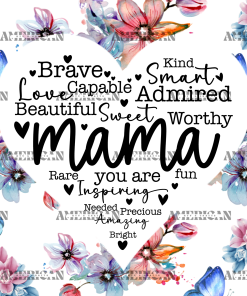 Mama Heart Flowers UV DTF Transfer