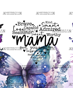 Mama Purple Butterflies UV DTF Transfer