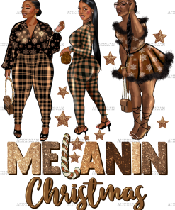 Melanin Christmas Black Woman DTF Transfer