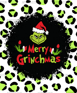 Merry Grinchmas Green Leopard UV DTF Transfer