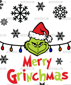 Merry Grinchmas Lights UV DTF Transfer