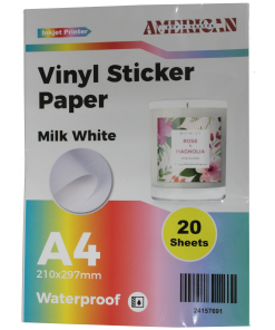 A4 Waterproof Milk White Vinyl Sticker Paper For Inkjet Printer 20 Sheets