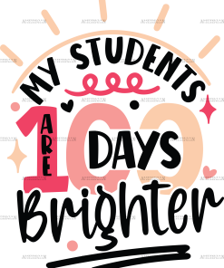 My Students Are 100 Days Brighter-1 DTF Transfer