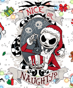 Nice Or Naughty Christmas Snowfall UV DTF Transfer