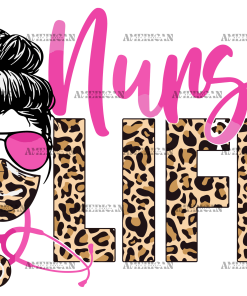 Nurse Life Leopard Messy Bun UV DTF Transfer