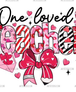 One Loved Teacher Pencil Bow-2 DTF Transfer