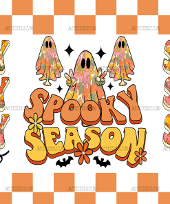 Orange Checkered Spooky Vibes UV DTF Transfer