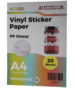 A4 Waterproof PP Glossy Vinyl Sticker Paper For Inkjet Printer 20 Sheets