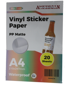 A4 Waterproof PP Matte Vinyl Sticker Paper For Inkjet Printer 20 Sheets