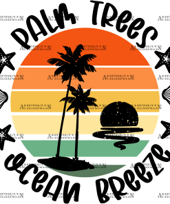 Palm Trees Ocean Breeze DTF Transfer