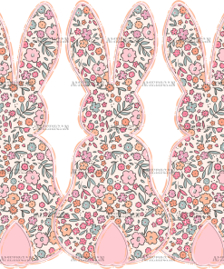 Pastel Floral Bunny Trio DTF Transfer