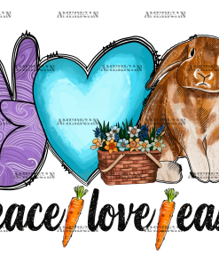 Peace Love Easter Blue Heart DTF Transfer