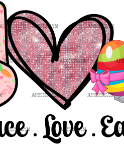 Peace Love Easter Pink Heart DTF Transfer