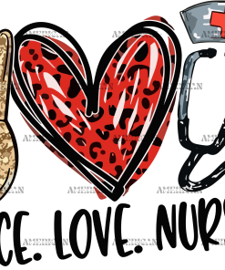 Peace Love Nursing Red UV DTF Transfer