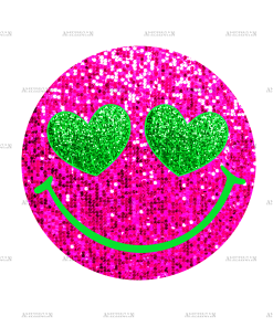 Pink Sequins Smiley DTF Transfer