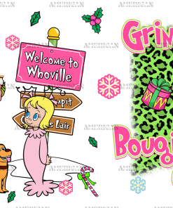Pink Whoville Grinch UV DTF Transfer