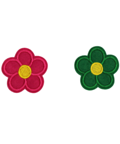 Flowers- Pink , Green Patch(Small/Embroidery)